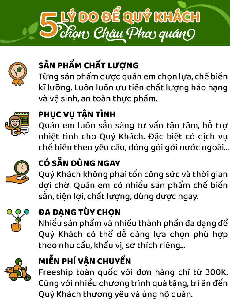 lý do mua hàng tại Châu Pha quán