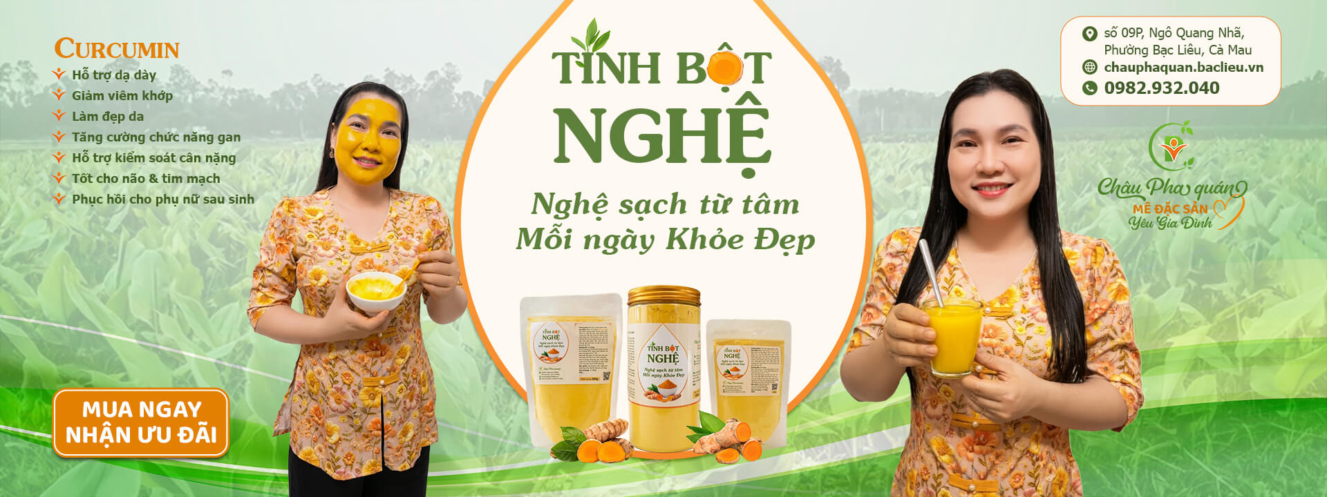 Tinh bột nghệ nguyên chất Châu Pha quán - Nghệ sạch từ tâm, mỗi ngày khỏe đẹp